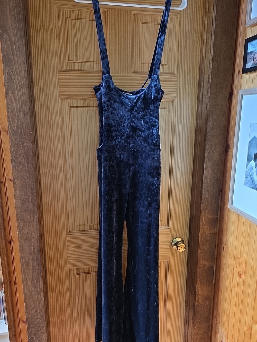 Crushed Velvet Wide-Leg Jumpsuit